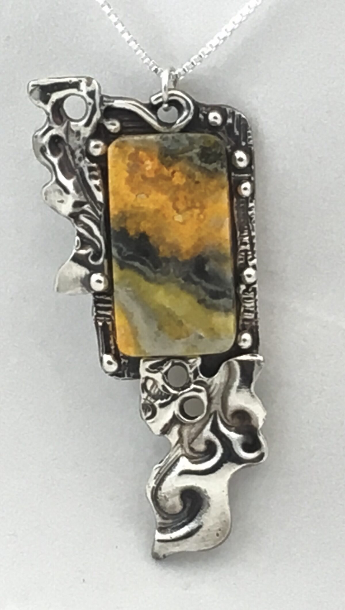 Silver and Bumblebee Jasper Pendant